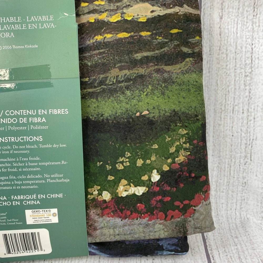 Thomas Kinkade Shower Curtain Multicolor Serenity Cove Lighthouse Landscape